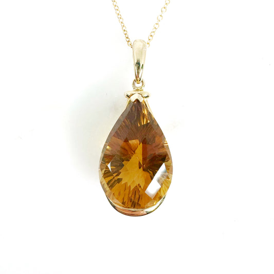 14k Yellow Gold Champagne Quartz Pendant