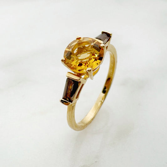 18K Yellow Gold Round Citrine Ring