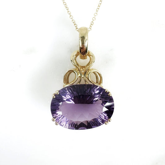 14k Yellow Gold Amethyst Pendant