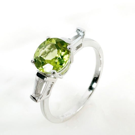 18k White Gold Peridot & Green Amethyst Ring