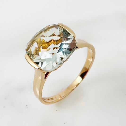 18k Rose Gold Green Amethyst Ring